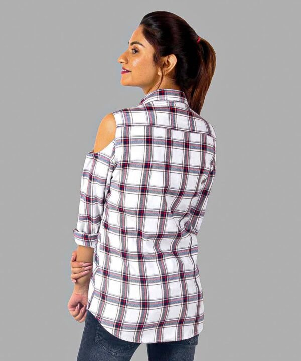 Womens Top Long Sleeves Check Shirt - Image 3