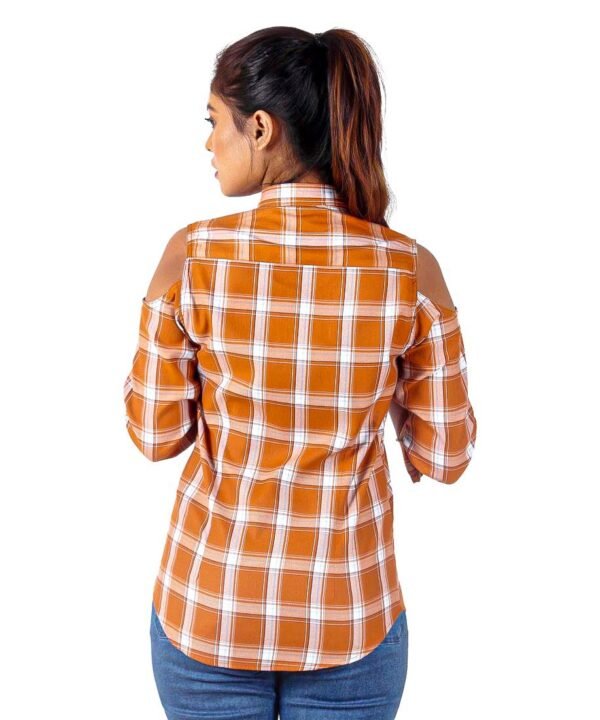 Womens Top Long Sleeves Check Shirt - Image 3