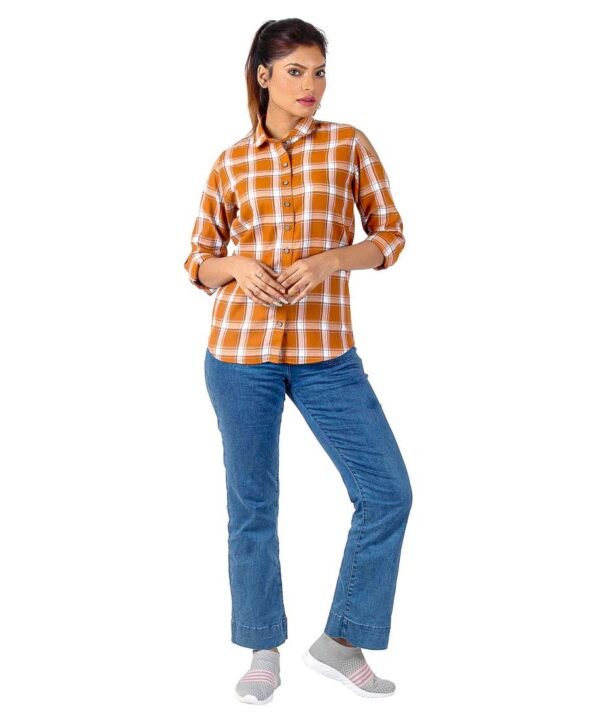 Womens Top Long Sleeves Check Shirt - Image 4
