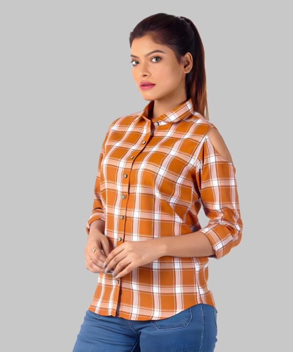 Womens Top Long Sleeves Check Shirt - Image 1