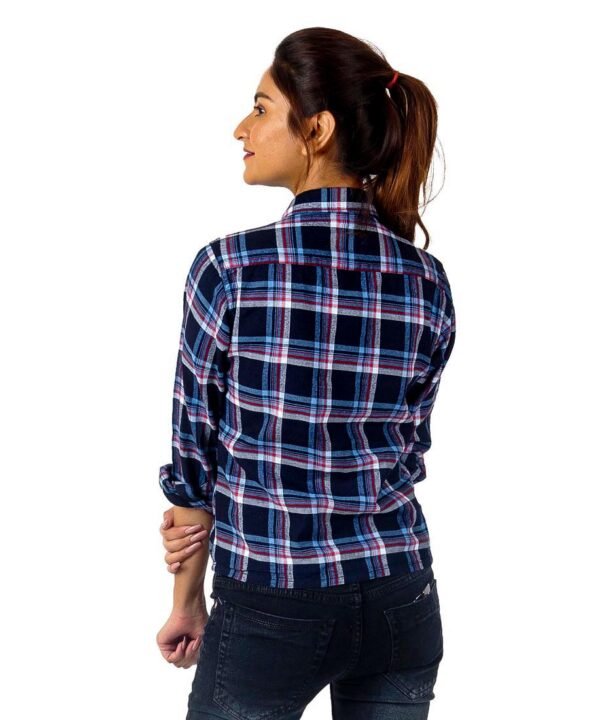 Womens Top Long Sleeves Check Shirt - Image 3