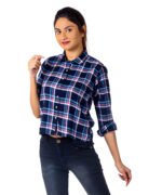 Womens Top Long Sleeves Check Shirt - Image 2