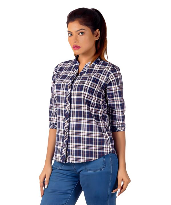 Womens Top Long Sleeves Check Shirt - Image 2