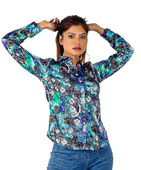 Womens Full Sleeve Casual Print Shirt | Tropical Shirt For Womens - Image 2