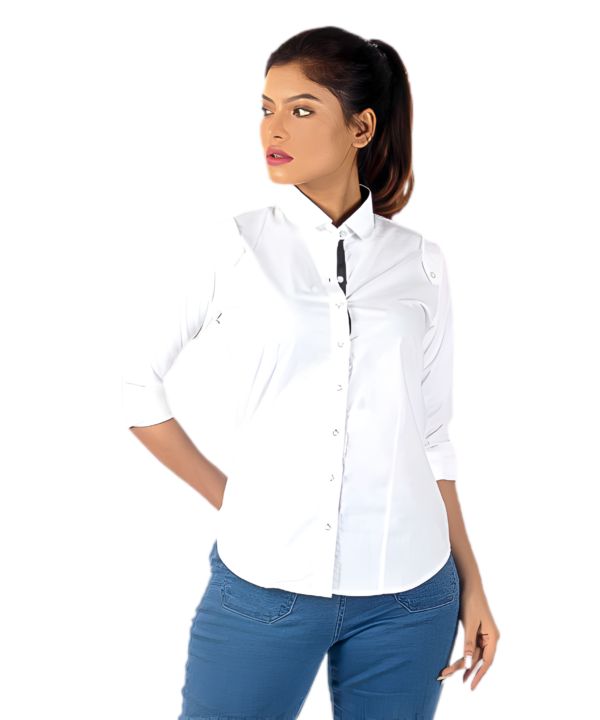 BIBWSS3089-1 Womens Full Sleeve Casual Shirt | Stylish White Shirt For Women - Image 2