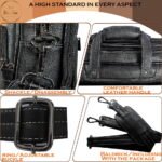 Genuine Leather 14 Ltrs Black Laptop Bag for Men with Padded Laptop Compartment | Everyday Crossbody Shoulder Office Messenger Bag_Black_Black - Image 3