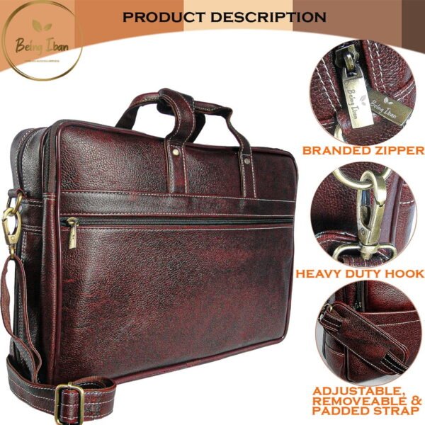 Leather Laptop Bag for Men Women, Premium Laptop Briefcase Fits Up to 15.6 Inch Notebook,Durable Portable Shoulder Messenger Crossbody Bag Carry On Case for Travel Business Office, Brown - Image 6