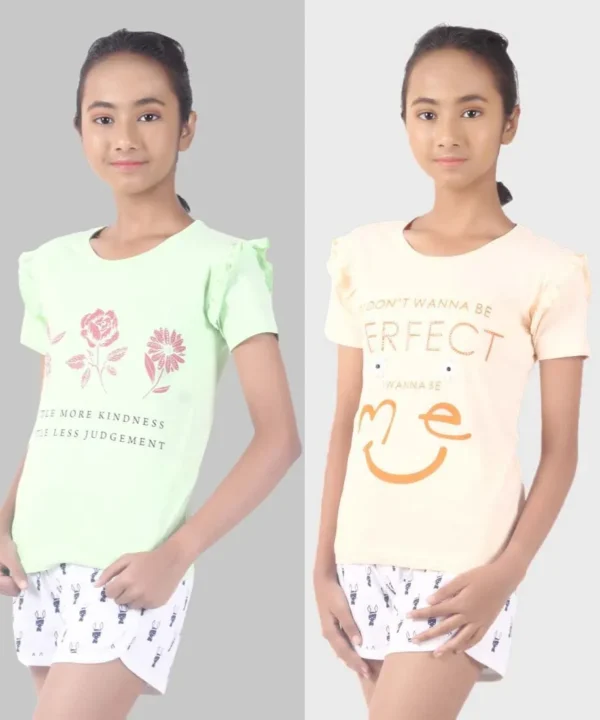 Girls-Top-2-Variation Printed Decorative Tee For Girls - Image 1