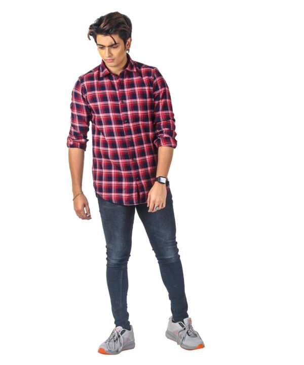 Mens Button Down Shirts Cotton Long Sleeve Shirts Slim Fit,Men's 100% Cotton Checkered Shirt - Image 3