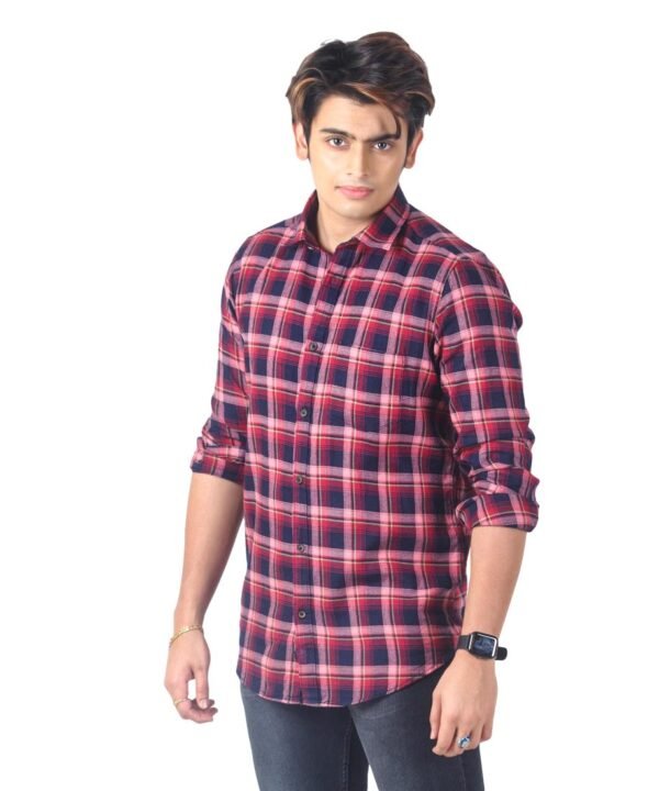 Mens Button Down Shirts Cotton Long Sleeve Shirts Slim Fit,Men's 100% Cotton Checkered Shirt - Image 2