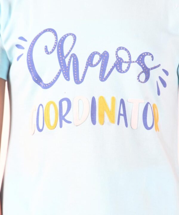Girls Printed Cotton Tee Sky Blue - Image 4