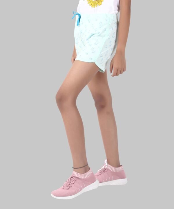 Girls Floral Print Hot Pant (Sky Blue) - Image 3