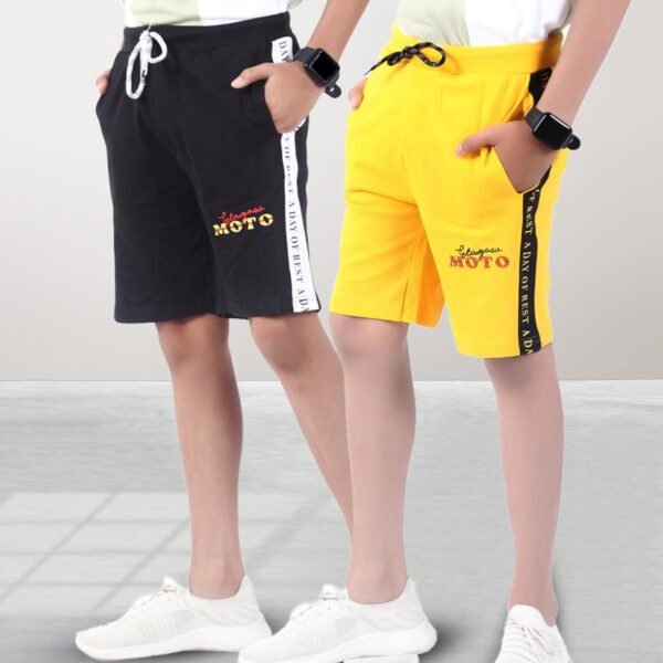 Pure Cotton Shorts For Boys, Kid Elastic Waist Shorts_ Pack Of 2 - Image 1