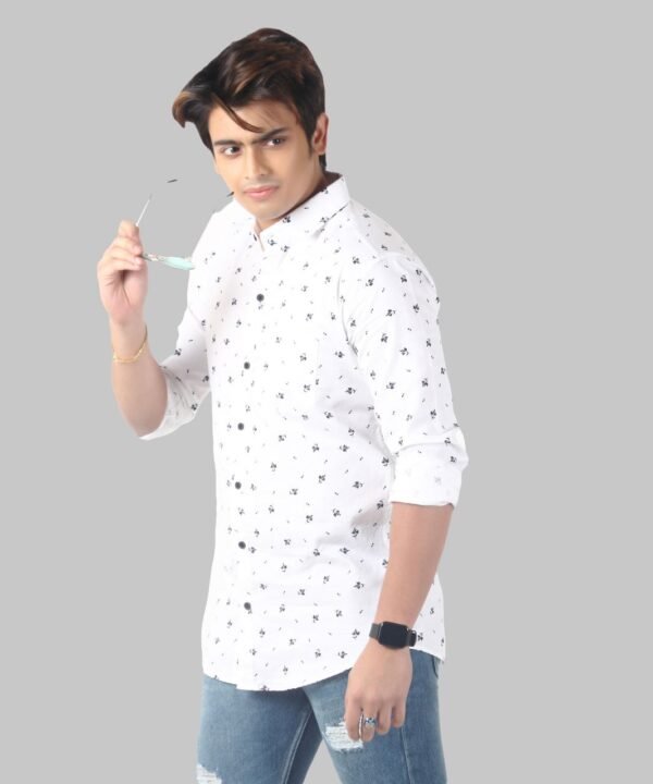 Mens Full Sleeves Casual Shirt| Mens Stylish Summer Printed Shirt_White - Image 3