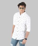 Mens Full Sleeves Casual Shirt| Mens Stylish Summer Printed Shirt_White