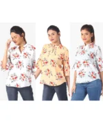 Womens Casual Floral 3/4 Sleeve Top