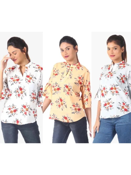 Womens Casual Floral 3/4 Sleeve Top