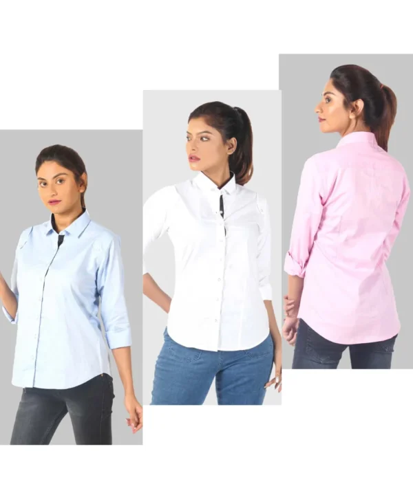 Womens Regular Fit Solid Color Causal Shirt - Image 1