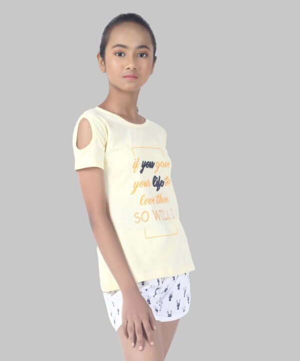 Girls Printed Top Shoulder Cut Design - Image 4