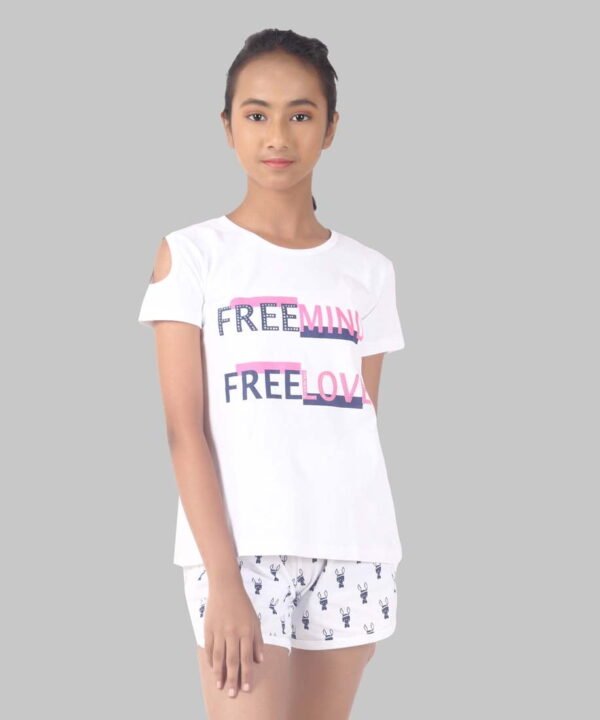 Girls Printed Top Shoulder Cut Design - Image 2