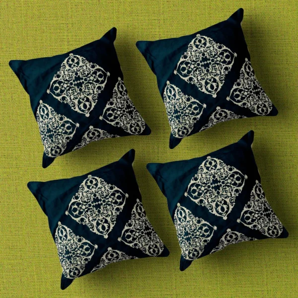 1-min_102_11zon Jacquard Print Velvet Square Cushion Cover 16x16 inch_Set Of 4 - Image 1