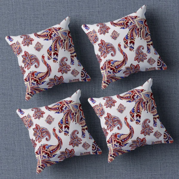 1-min_105_11zon Tribal Elephant Animal Print Cushion Cover 16x16 Inch_Set Of 4 - Image 1