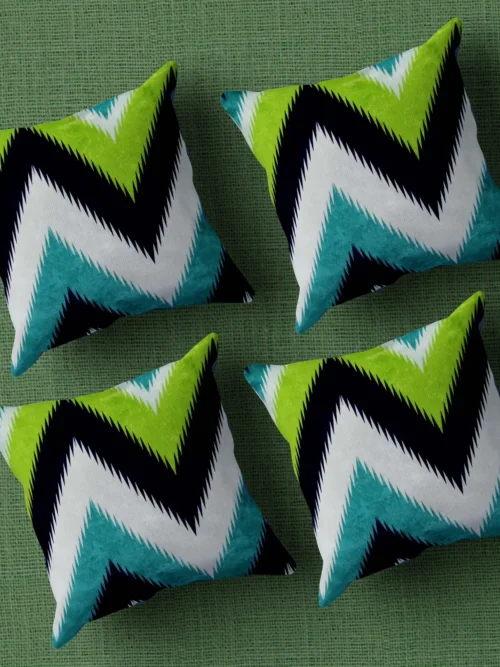 Multicolor Geometrical Printed Graphic Cotton Cushion Covers16x16 Inch_Set Of 4