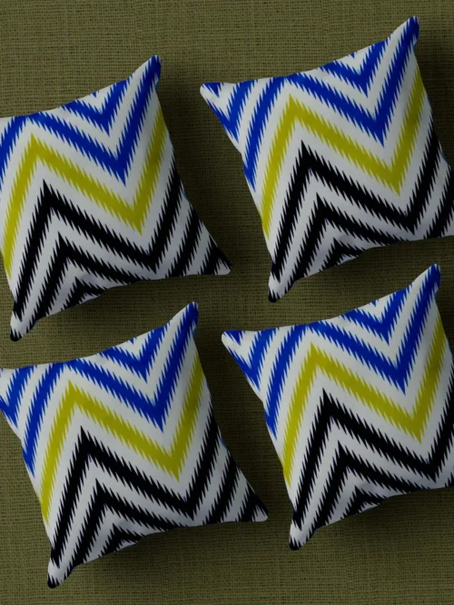 Multicolor Geometrical Printed Graphic Cotton Cushion Covers16x16 Inch_Set Of 4