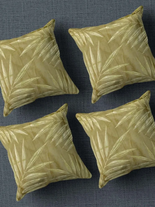 Tropical Leaf Printed Cushion/Pillow Covers _16 x 16 Inch _Set Of 4