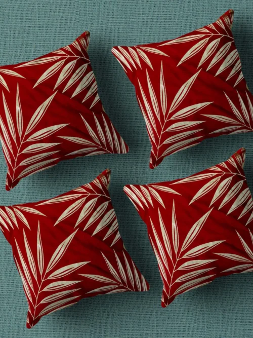 Tropical Leaf Printed Cushion/Pillow Covers _16 x 16 Inch _Set Of 4