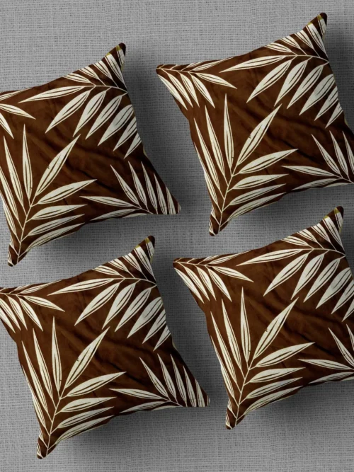 Tropical Leaf Printed Cushion/Pillow Covers _16 x 16 Inch _Set Of 4