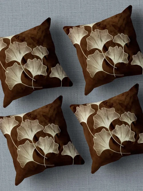 Tropical Leaf Printed Cushion/Pillow Covers _16 x 16 Inch _Set Of 4