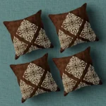 Jacquard Print Velvet Square Cushion Cover 16x16 inch_Set Of 4