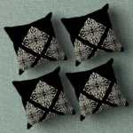 Jacquard Print Velvet Square Cushion Cover 16x16 inch_Set Of 4