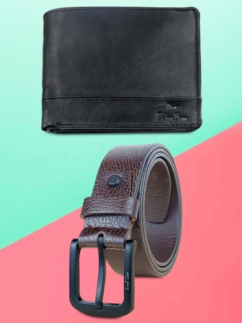 Mens Genuine Leather Wallet And Belt Combo Gift Set For Men |RFID Leather Card Holder and Belt Combo Box | Leather Wallet and Belt Gift Hamper for Men