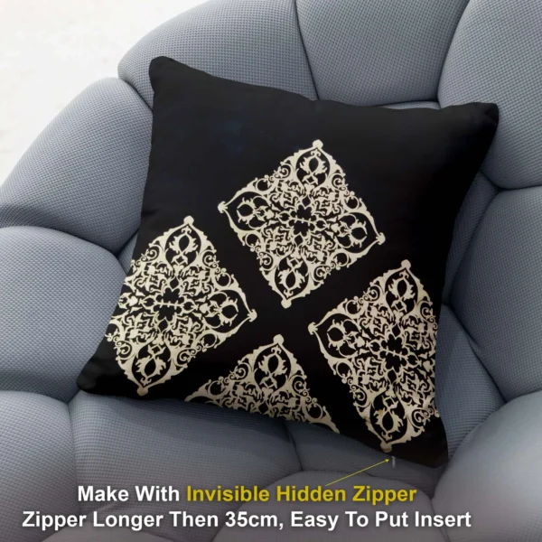 Jacquard Print Velvet Square Cushion Cover 16x16 inch_Set Of 4 - Image 2