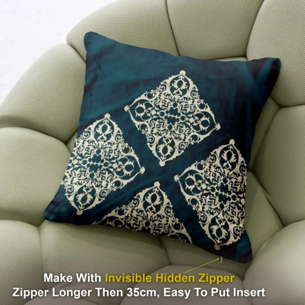 2-min_103_11zon Jacquard Print Velvet Square Cushion Cover 16x16 inch_Set Of 4 - Image 2