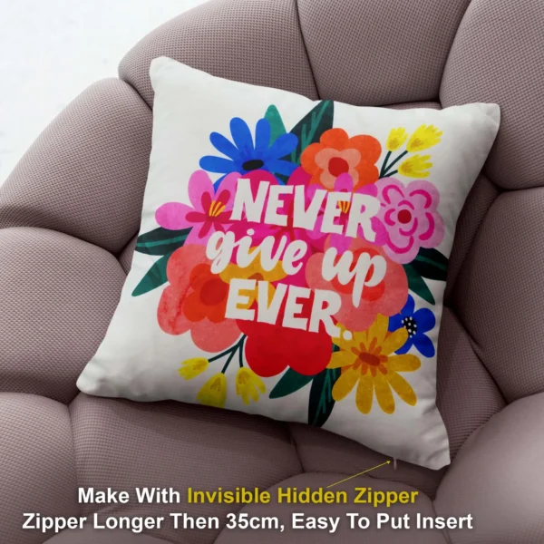 Multicolor Letter Printed Cotton Cushion Covers16x16 Inch_Set Of 4 - Image 2