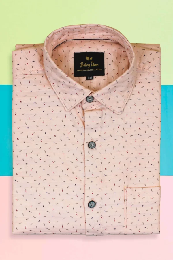 2-min_7_11zon Men's Floral Print Shirt for Casual Wear|Shirt for Everyday Wear|Peach Printed Casual Shirt - Image 1