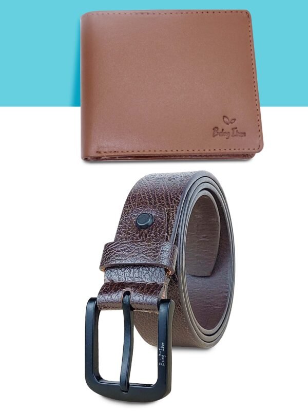 Mens Leather Wallet and Leather Belt Combo | Leather Wallet and Belt Combo Pack | Wallet and Belt Gift Set,Gift for Friend, Boyfriend,Husband,Father, Son etc - Image 1