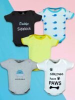 Unisex Infants Baby Boys And Baby Girls Multi Color Outfit_100% Cotton Pack Of 5