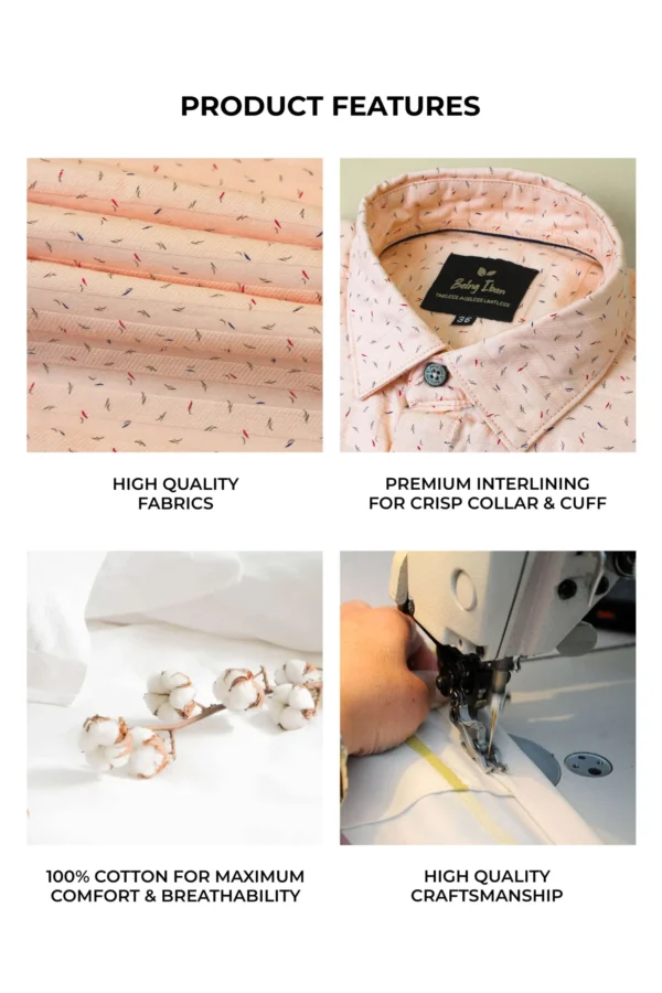 Men's Floral Print Shirt for Casual Wear|Shirt for Everyday Wear|Peach Printed Casual Shirt - Image 3