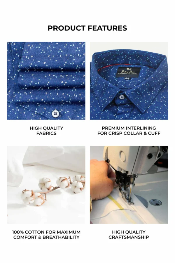 Casual Shirt for Men | Shirt for Men | Men Stylish Shirt | Men Printed Shirt | Men Print Shirt |  Navy Full Sleeve Printed Shirt For Men's - Image 4