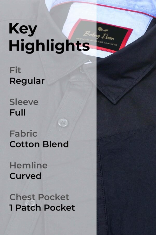 Mens Full Sleeve Casual Shirts | Stylish Black Shirts |Formal Shirts|Solid Black Shirt For Men - Image 2