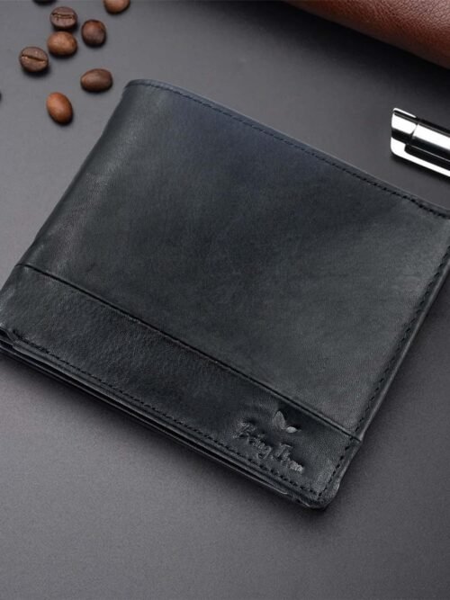 Genuine Leather Wallet for Men_Money Clip Wallet with ID Window Black
