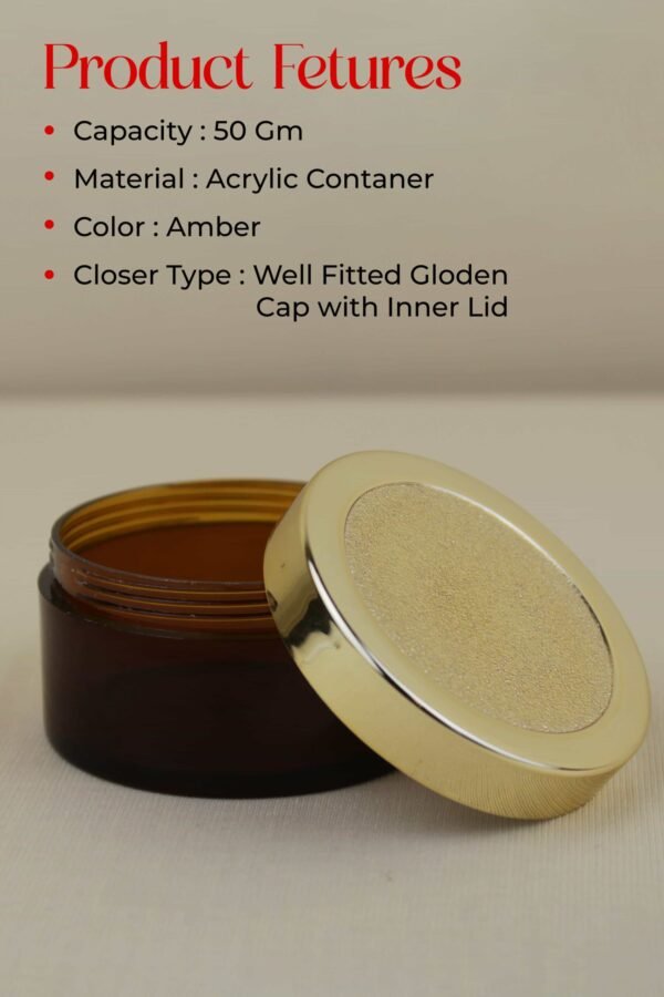 Golden Empty Cosmetic Plastic Containers Jar_Pack OF 5 - Image 2