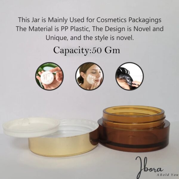 Golden Empty Cosmetic Plastic Containers Jar_Pack OF 5 - Image 5