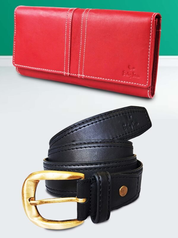 Ladies Clutch & Waist Belt Combo |Casual Jeans Belt Combo Gift For Women |RFID Leather Card Holder and Casual Belt Combo Gift For Girlfriend|Gift For Women - Image 1