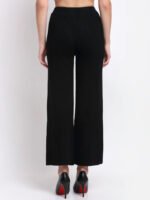 Women Black Straight Fit Cropped Length Lower Palazzo - Image 3
