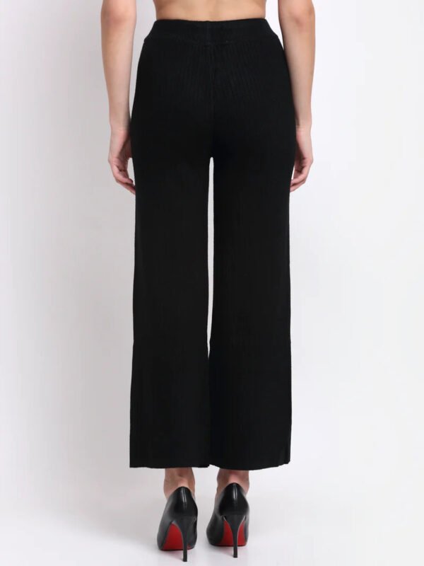 Women Black Straight Fit Cropped Length Lower Palazzo - Image 3